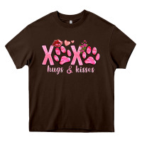 Chocolate Brown xoxo hugs and kisses paws Heavy Core Tee - NancyCooperArtShop