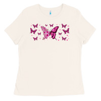 Bone floral breast cancer butterfly Ladies Tee - Jasminsmagicworld