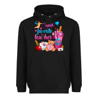 Black Cupid's Favorite Teacher Valentine's Day Frappe Heavyweight Hoodie - FaDigitalArtStudio
