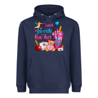 Navy Cupid's Favorite Teacher Valentine's Day Frappe Heavyweight Hoodie - FaDigitalArtStudio