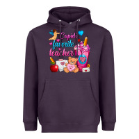 Plum Cupid's Favorite Teacher Valentine's Day Frappe Heavyweight Hoodie - FaDigitalArtStudio