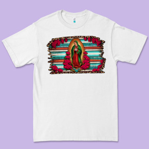 Lady Of Guadalupe Serape And Roses Premium Tee Designed By Jasminsmagicworld