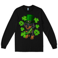 Black st. patrick's day lucky dachshund puppy Long Sleeve Tee - RanaPortraitStore