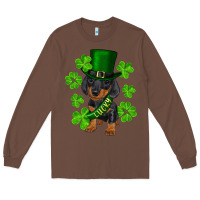 Chestnut st. patrick's day lucky dachshund puppy Long Sleeve Tee - RanaPortraitStore
