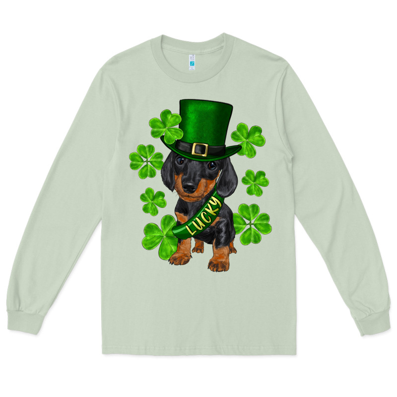 St. Patrick's Day Lucky Dachshund Puppy Long Sleeve Tee by RanaPortraitStore | Teevron
