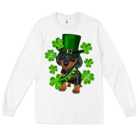 White st. patrick's day lucky dachshund puppy Long Sleeve Tee - RanaPortraitStore