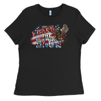 Black i back the blue eagle Ladies Tee - NancyCooperArtShop