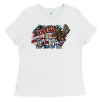 White i back the blue eagle Ladies Tee - NancyCooperArtShop