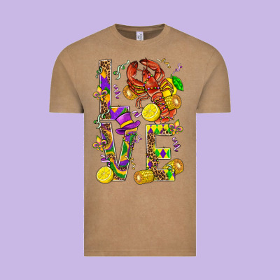 Love Crawfish Mardi Gras Vintage Tee Designed By Bundleandbundleshop