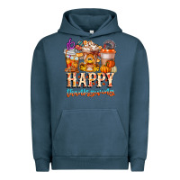 Pigment Midnight Navy happy thanksgiving Urban Hoodie - CowhideDigitalArt