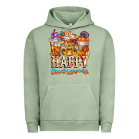 Pigment Oil Green happy thanksgiving Urban Hoodie - CowhideDigitalArt