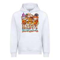 White happy thanksgiving Urban Hoodie - CowhideDigitalArt