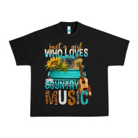 Black Just A Girl Who Loves Country Music Urban Heavy Tee - BundleAndBundleShop