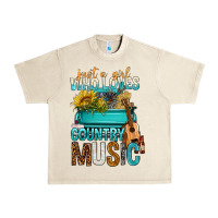 Sandshell Just A Girl Who Loves Country Music Urban Heavy Tee - BundleAndBundleShop