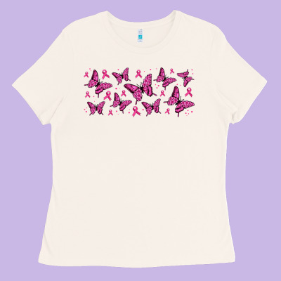 Breast Cancer Butterflies Ladies Tee Designed By Jasminsmagicworld