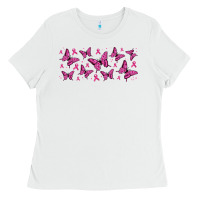 White breast cancer butterflies Ladies Tee - Jasminsmagicworld