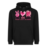 Black Peace love cure Breast Cancer Awareness Heavyweight Hoodie - FaDigitalArtStudio