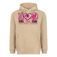 Mushroom Peace love cure Breast Cancer Awareness Heavyweight Hoodie - FaDigitalArtStudio