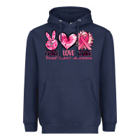 Navy Peace love cure Breast Cancer Awareness Heavyweight Hoodie - FaDigitalArtStudio