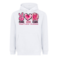White Peace love cure Breast Cancer Awareness Heavyweight Hoodie - FaDigitalArtStudio