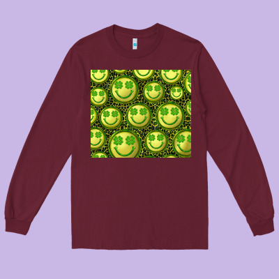 St. Patrick's Day Lucky Face Long Sleeve Tee Designed By Ranaportraitstore