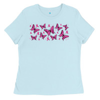 Baby Blue breast cancer butterflies Ladies Tee - Jasminsmagicworld