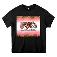 Black peace love shih tzu Heavy Core Tee - Jasminsmagicworld