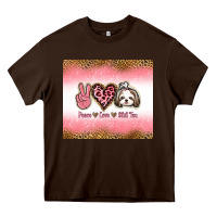 Chocolate Brown peace love shih tzu Heavy Core Tee - Jasminsmagicworld