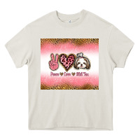 Cream peace love shih tzu Heavy Core Tee - Jasminsmagicworld