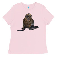 Bubblegum Pink Sea Lion Illustrations Ladies Tee - LillyAllenDesigns