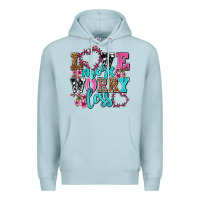 Blue Mist love more worry less olivia Premium Hoodie - OliviaCreatesArt