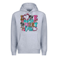 Heather Grey love more worry less olivia Premium Hoodie - OliviaCreatesArt