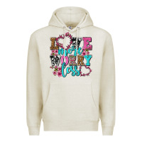 Oatmeal Heather love more worry less olivia Premium Hoodie - OliviaCreatesArt