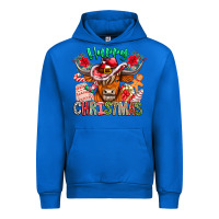 Cobalt Happy Christmas Cow Urban Hoodie - CowhideDigitalArt