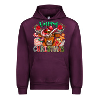 Mauve Wine Happy Christmas Cow Urban Hoodie - CowhideDigitalArt