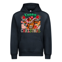 Navy Happy Christmas Cow Urban Hoodie - CowhideDigitalArt