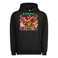 Pigment Black Happy Christmas Cow Urban Hoodie - CowhideDigitalArt