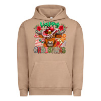 Pigment Burro Happy Christmas Cow Urban Hoodie - CowhideDigitalArt