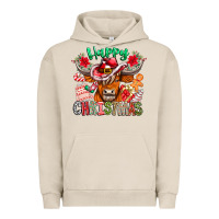 Pigment French Oak Happy Christmas Cow Urban Hoodie - CowhideDigitalArt