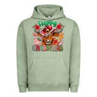 Pigment Oil Green Happy Christmas Cow Urban Hoodie - CowhideDigitalArt