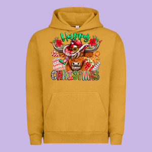 Happy Christmas Cow Urban Hoodie Designed By Cowhidedigitalart