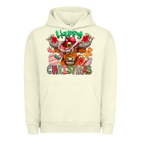 Pigment Pistachio Happy Christmas Cow Urban Hoodie - CowhideDigitalArt