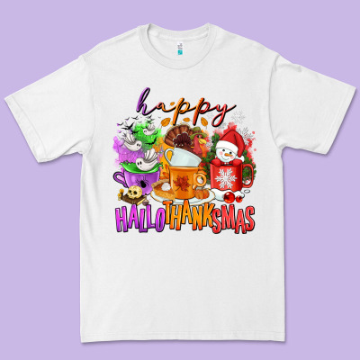 Happy Hallothanksmas Coffee Cups Premium Tee Designed By Nancycooperartshop
