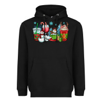 Black christmas snowman coffee cups Heavyweight Hoodie - OliviaCreatesArt