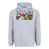 Heather Grey christmas snowman coffee cups Heavyweight Hoodie - OliviaCreatesArt