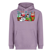 Lavender christmas snowman coffee cups Heavyweight Hoodie - OliviaCreatesArt