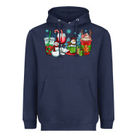 Navy christmas snowman coffee cups Heavyweight Hoodie - OliviaCreatesArt