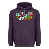 Plum christmas snowman coffee cups Heavyweight Hoodie - OliviaCreatesArt