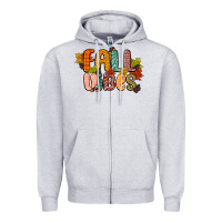 Heather Grey fall vibes Zipper Hoodie - CowGirlArtShop