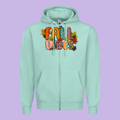 Fall Vibes Zipper Hoodie Designed By Cowgirlartshop